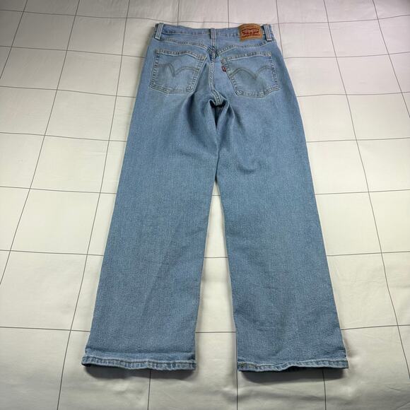 Levi’s Jeans Womens 27 Blue Ribcage Straight Ankle Button Fly Distressed Denim - Picture 2 of 14